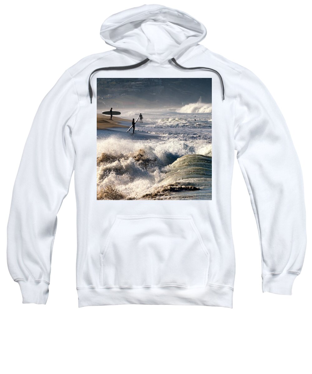 Surfers Sweatshirt featuring the photograph Waiting by Mike-Hope by Michael Hope