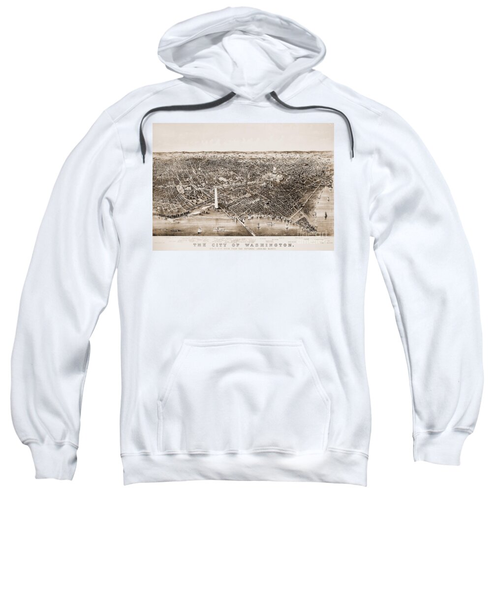 1892 Sweatshirt featuring the drawing Aerial View Of Washington D.c., 1892 by Currier and Ives