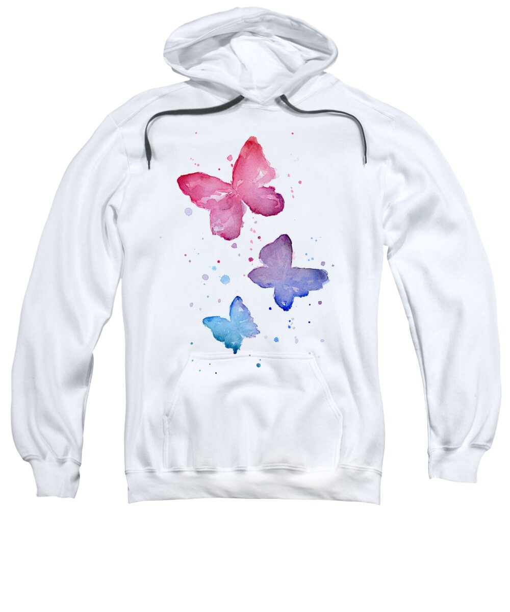 Watercolor Sweatshirt featuring the painting Watercolor Butterflies by Olga Shvartsur