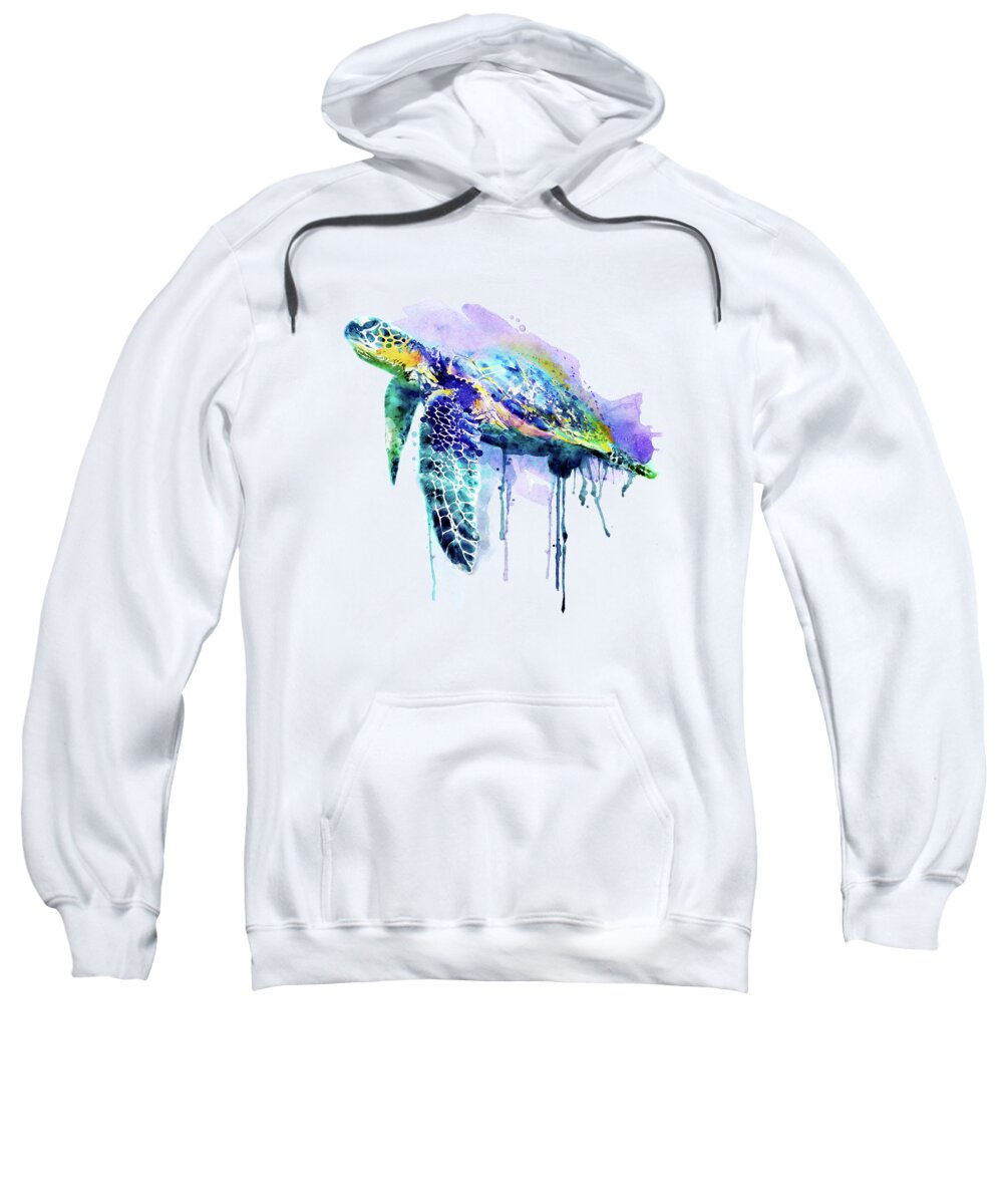 Marian Voicu Sweatshirt featuring the painting Watercolor Sea Turtle by Marian Voicu