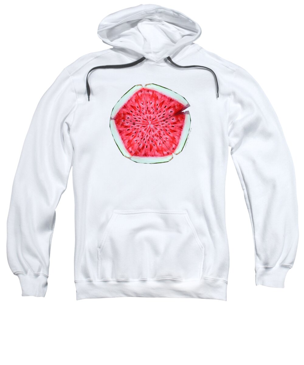 Fruit Sweatshirt featuring the painting Watermelon Star Wheel by Shana Rowe Jackson