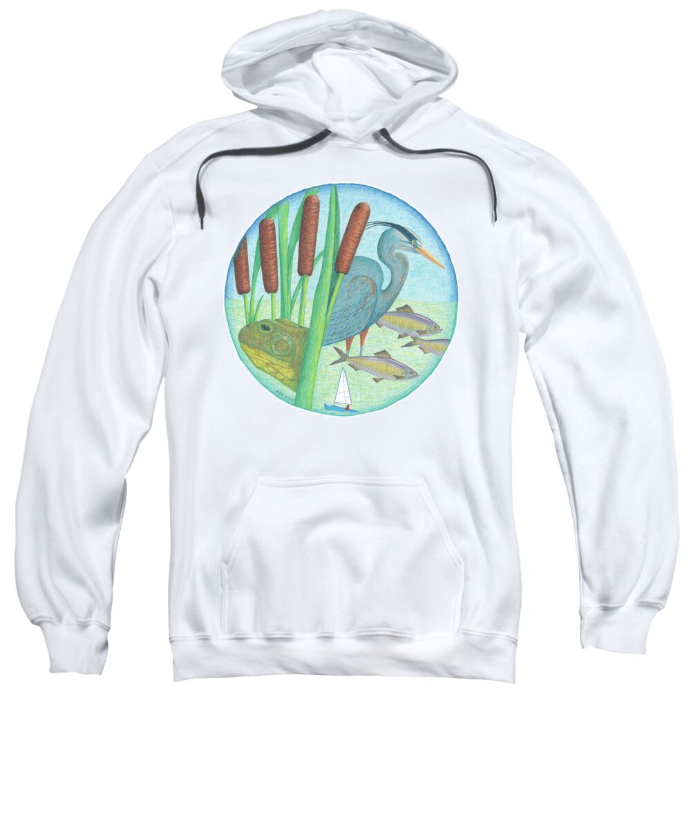 Mystic River Watershed Sweatshirt featuring the drawing We Are All Connected by Anne Katzeff