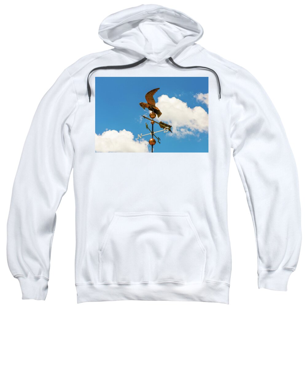Weather Vane Sweatshirt featuring the photograph Weather Vane On Blue Sky by D K Wall