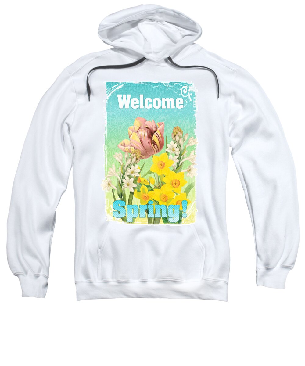 Jean Plout Sweatshirt featuring the painting Welcome Spring Flowers-JP2775 by Jean Plout