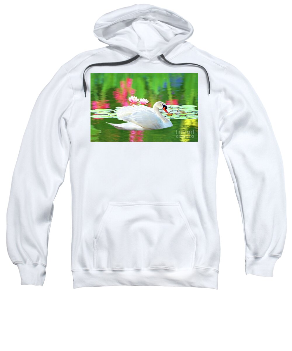 Swan Sweatshirt featuring the photograph White Swan by Laura D Young