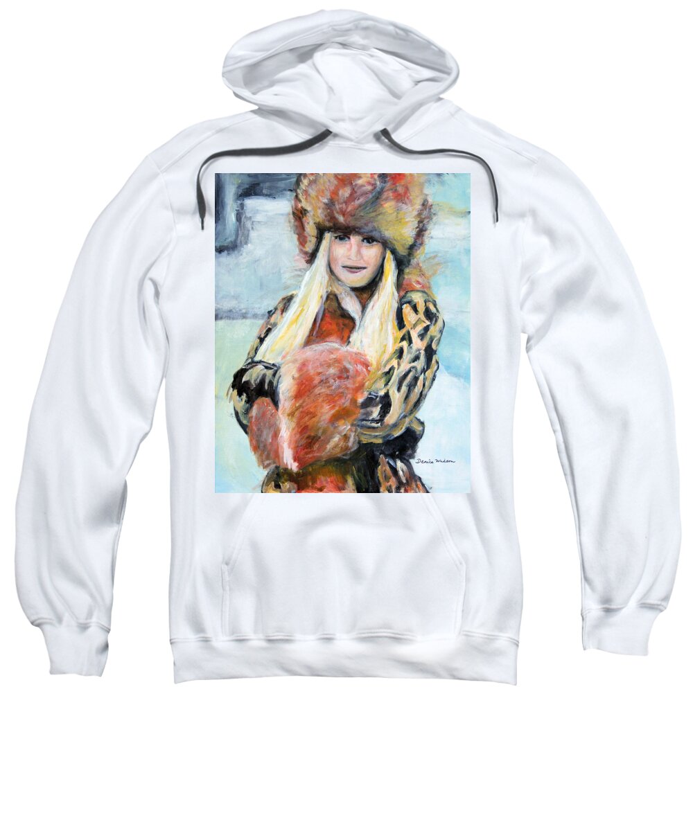 Winter Sweatshirt featuring the painting Winter Lady by Denice Palanuk Wilson