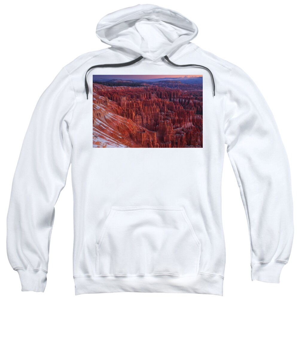 Bryce Sweatshirt featuring the photograph Winter sunrise at Bryce Canyon National Park by Jetson Nguyen