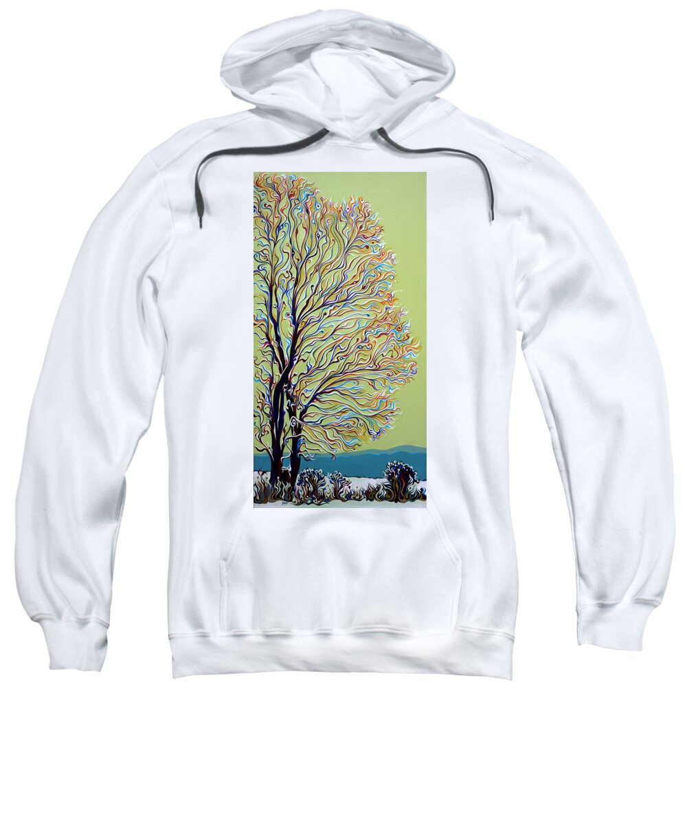 Winter Sweatshirt featuring the painting WinterTainment Tree by Amy Ferrari