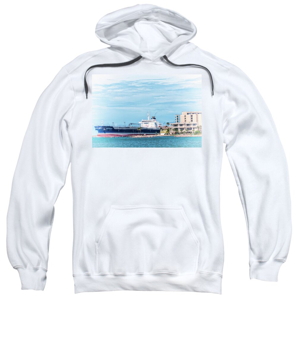 Wisby Atlantic Sweatshirt featuring the photograph Wisby Atlantic - Incoming Ship by Debra Martz