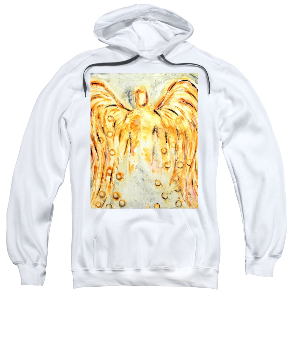 Angel Sweatshirt featuring the mixed media Yellow Angel by Ivan Guaderrama