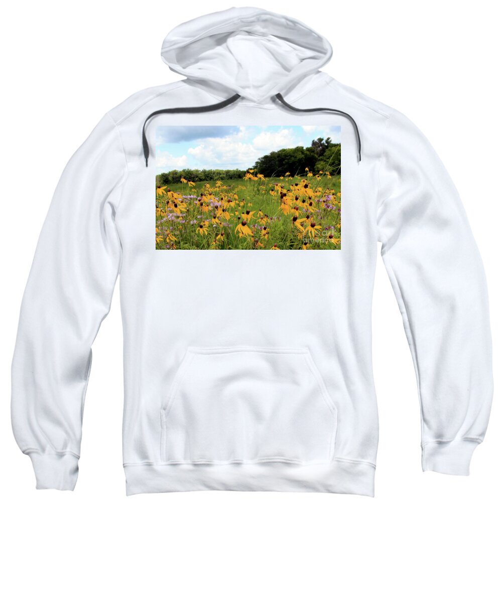 Yellow Cone Flowers Sweatshirt featuring the photograph Yellow Cone Flowers by Paula Guttilla
