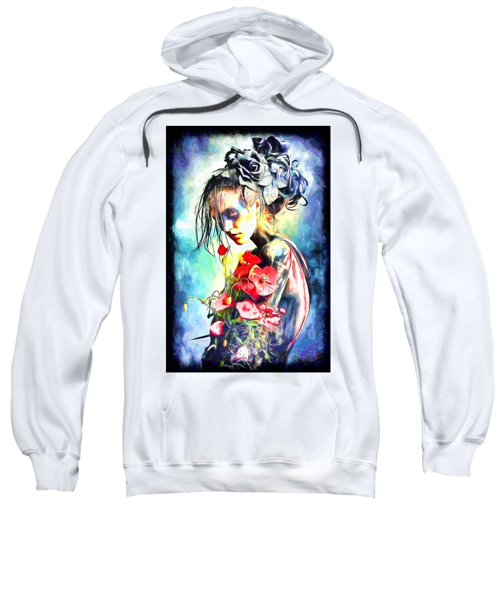 Paint Sweatshirt featuring the painting Flower girl 2 #1 by Nenad Vasic