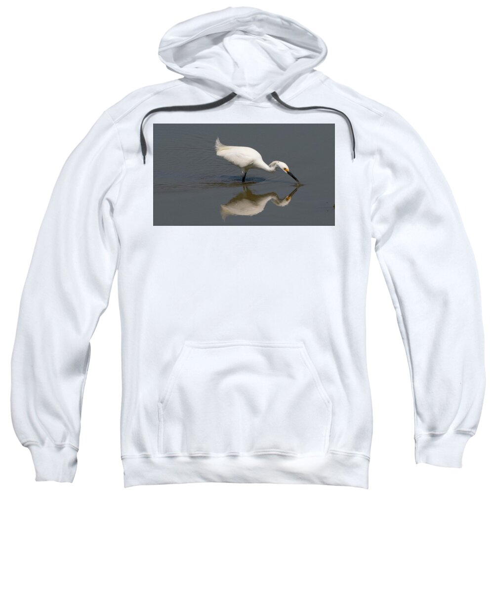 Egret Sweatshirt featuring the photograph Mirror Image #2 by Patrick Nowotny