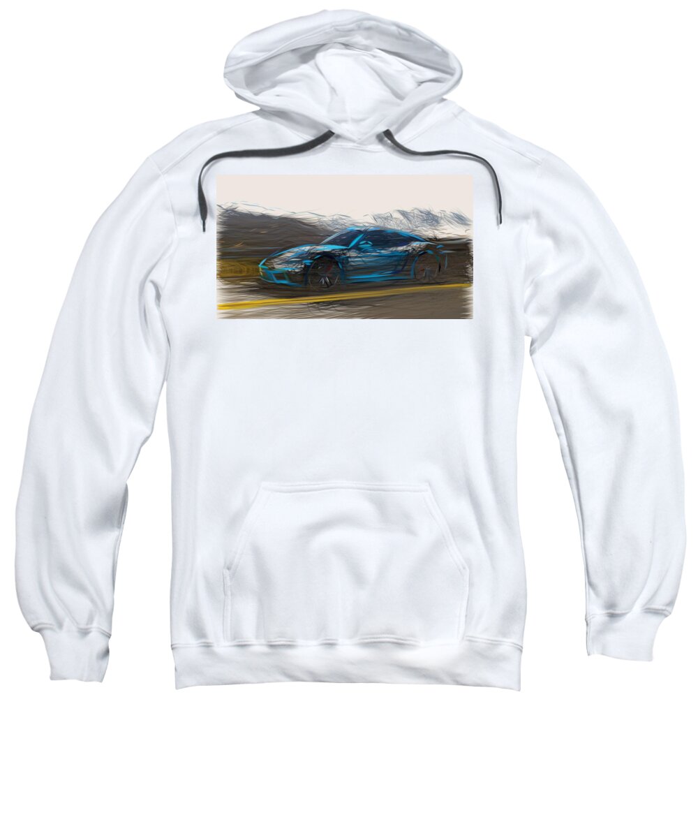 Porsche Sweatshirt featuring the digital art Porsche 718 Cayman Drawing #2 by CarsToon Concept