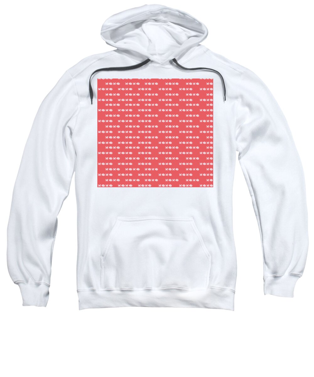 Repeating Pattern Sweatshirt featuring the digital art Red Xoxo by Ashley Rice