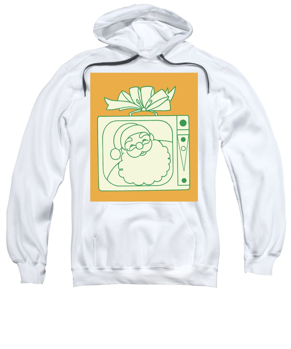 Beard Sweatshirt featuring the drawing Santa Claus on TV #1 by CSA Images
