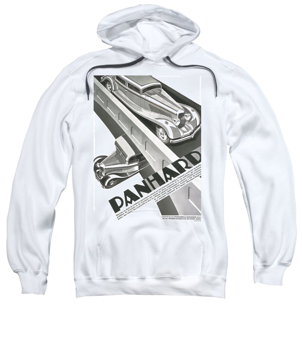 Vintage Sweatshirt featuring the mixed media 1931 Advertisement Panhard Vehicles Original French Art Deco Illustration by Retrographs