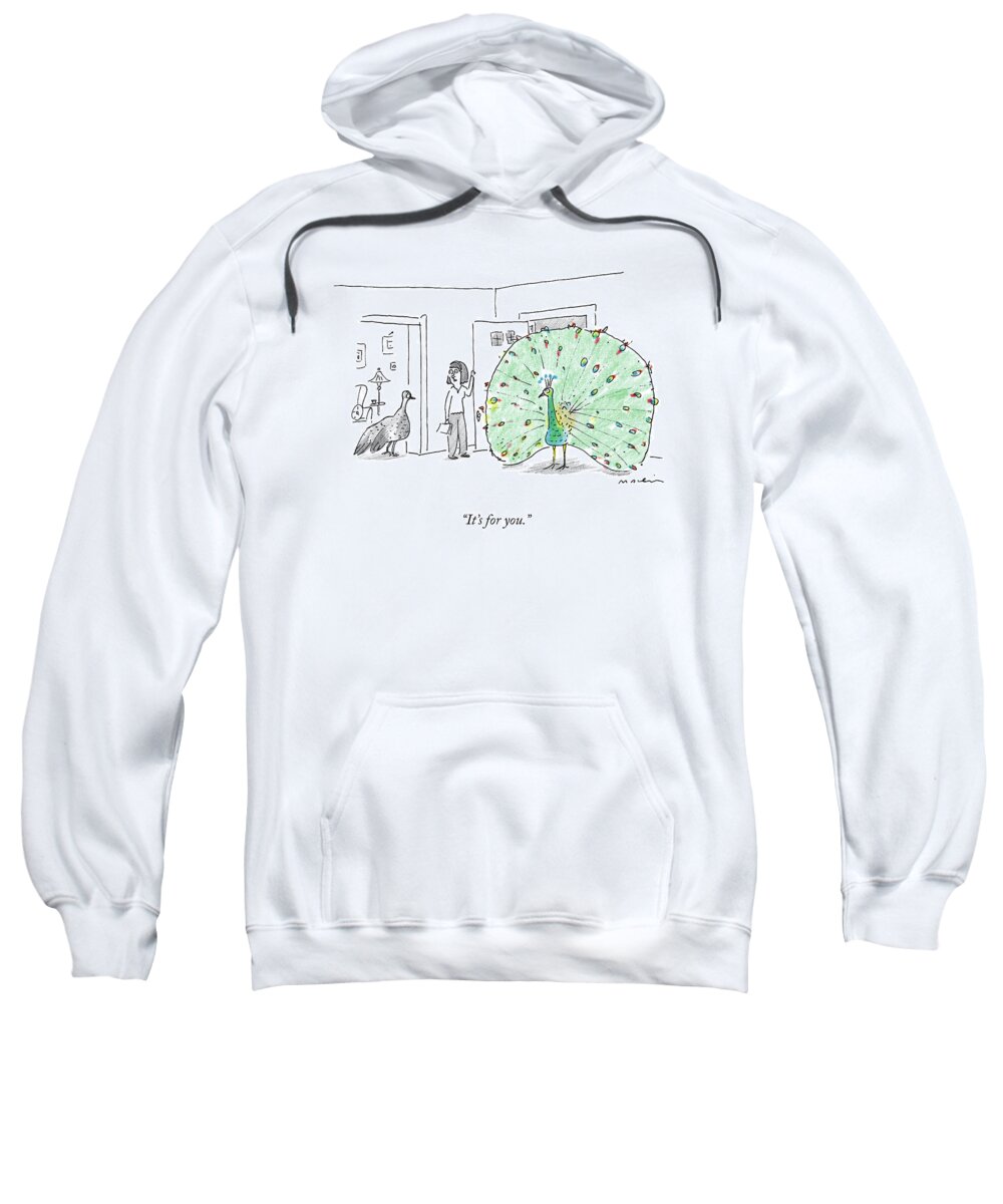 it's For You. Door Sweatshirt featuring the drawing It's For You #3 by Michael Maslin