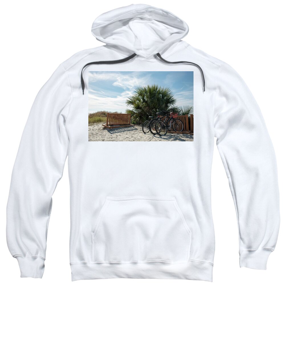 Beautiful Sweatshirt featuring the photograph A Beautiful Day For Biking On The Beach by Dennis Schmidt