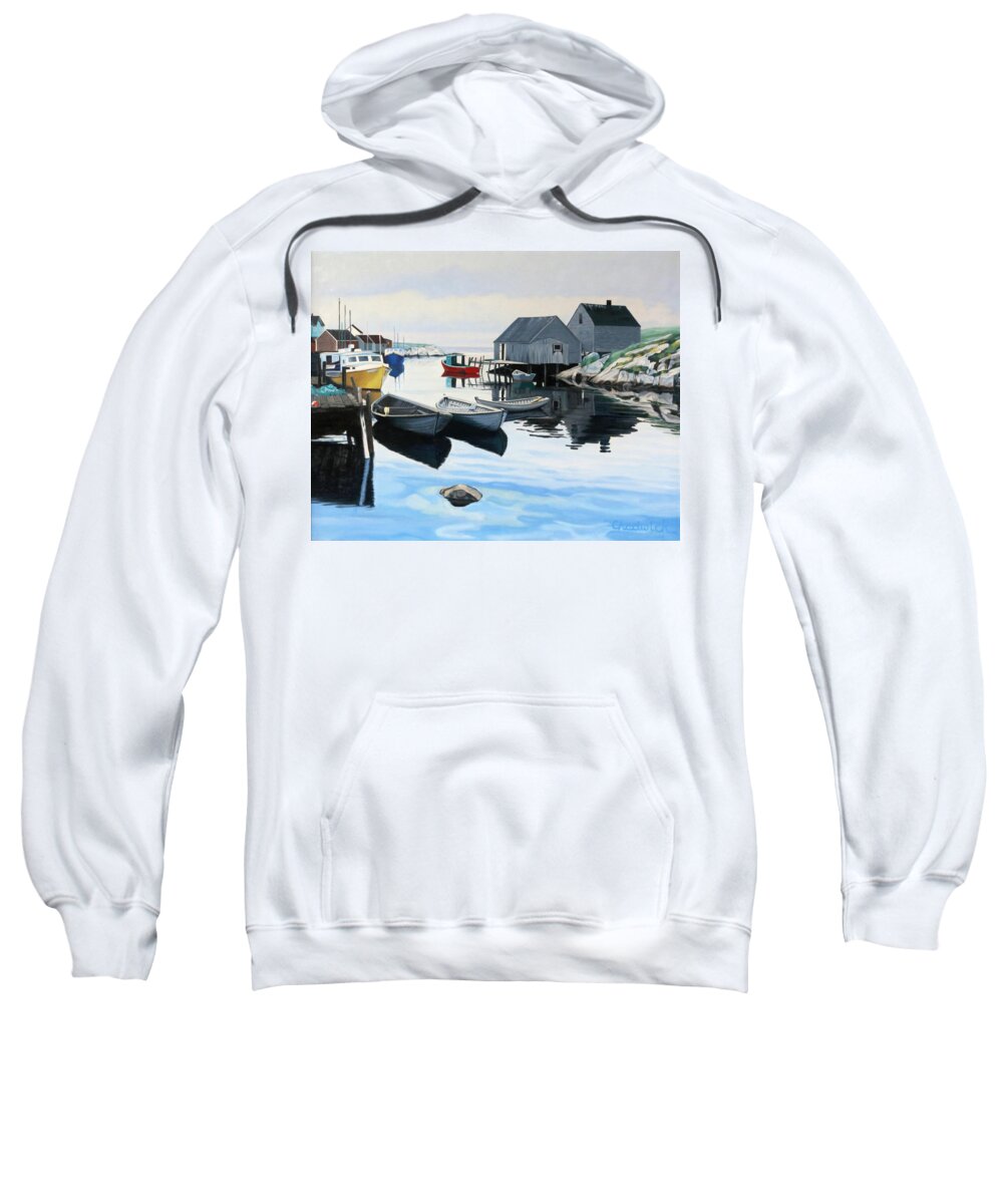 125 Sweatshirt featuring the painting A Foggy Morning at Peggy's by Phil Chadwick