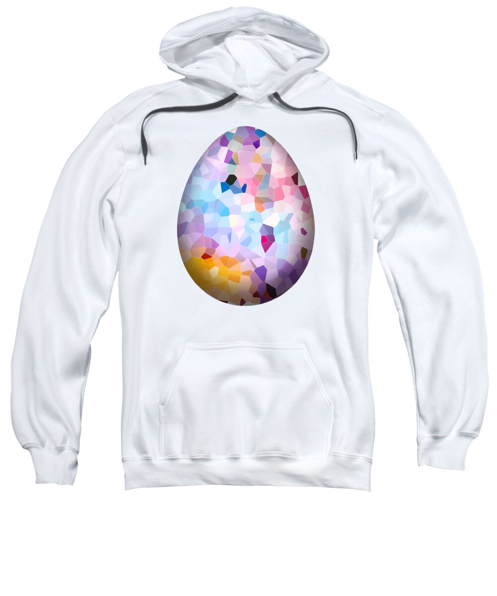 Easter Sweatshirt featuring the mixed media Abstract pink easter egg on white background by Elena Sysoeva