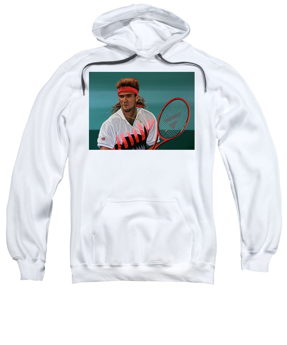 Andre Agassi Sweatshirt featuring the painting Andre Agassi Painting by Paul Meijering