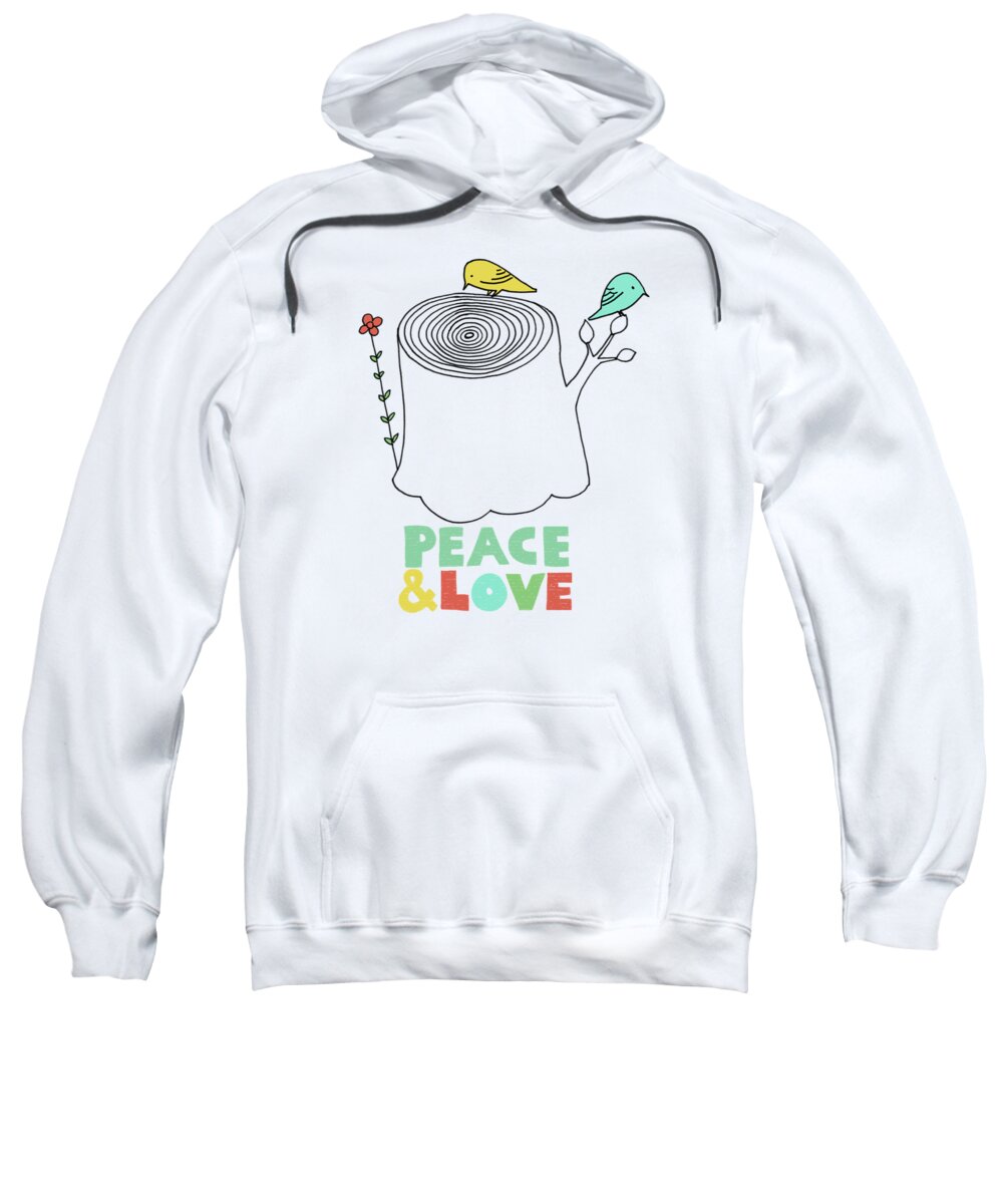 Birds Sweatshirt featuring the drawing Peace and Love by Eric Fan