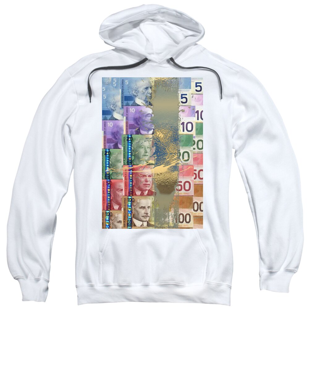 ‘money’ Collection By Serge Averbukh Sweatshirt featuring the digital art Pure Gold - Selection of Canadian Paper Currency by Serge Averbukh