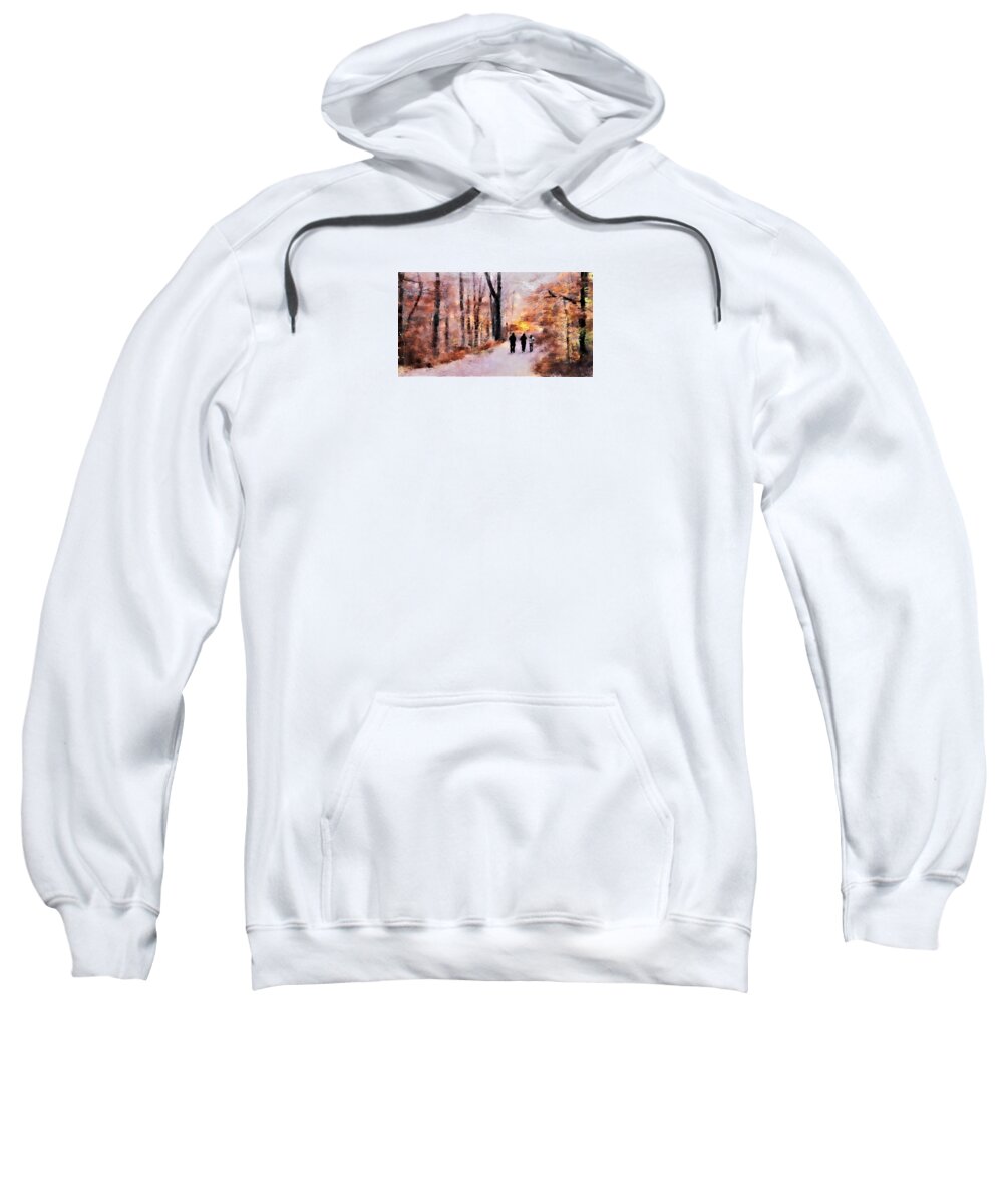 Landscape Sweatshirt featuring the painting Autumn Walkers by Diane Chandler