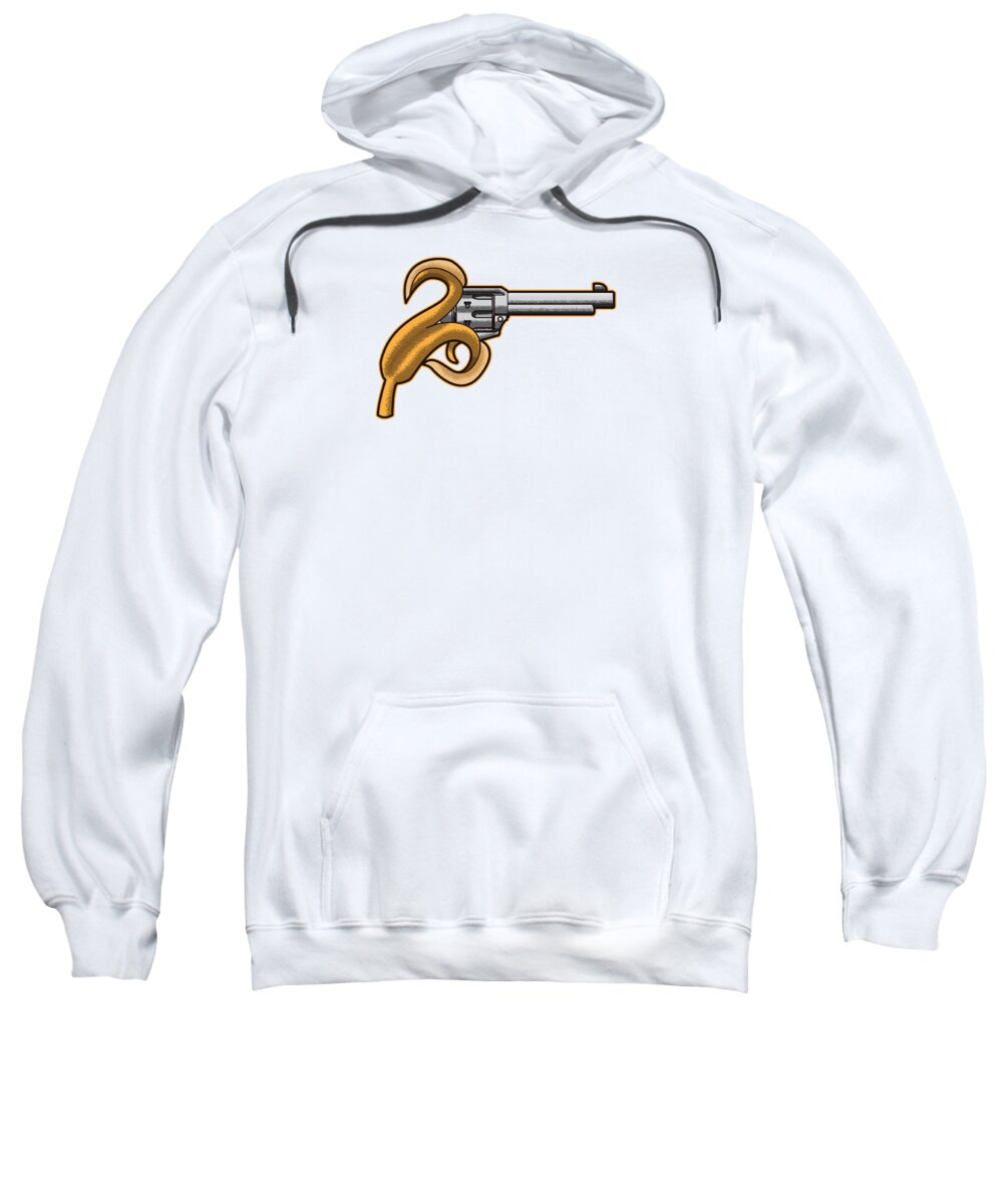 Vegan Sweatshirt featuring the digital art Banana Revolver Funny Vegan Gun by Mister Tee