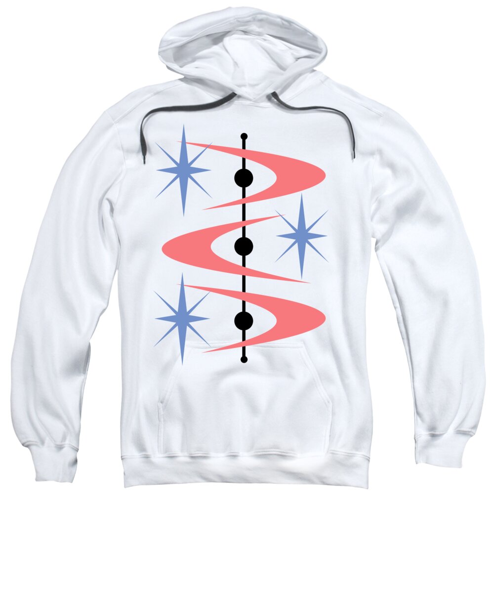 Mid Century Modern Sweatshirt featuring the digital art Boomerangs and Stars by Donna Mibus