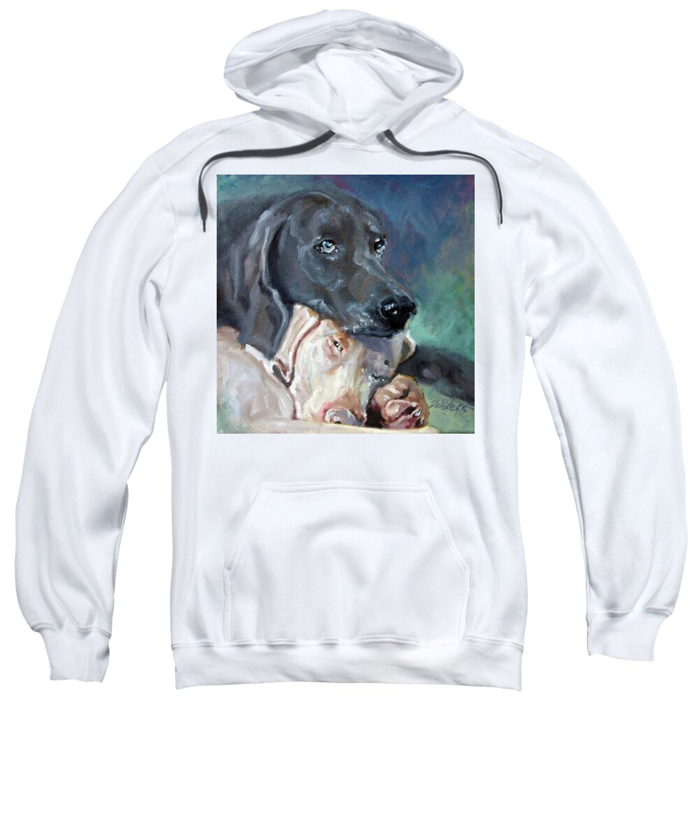 Dogs Sweatshirt featuring the painting Brothers by Sheila Wedegis