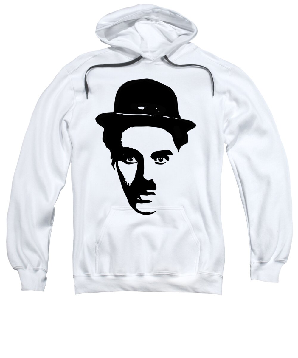 Charlie Chaplin Sweatshirt featuring the digital art Charlie Chaplin Minimalistic Pop Art by Filip Schpindel