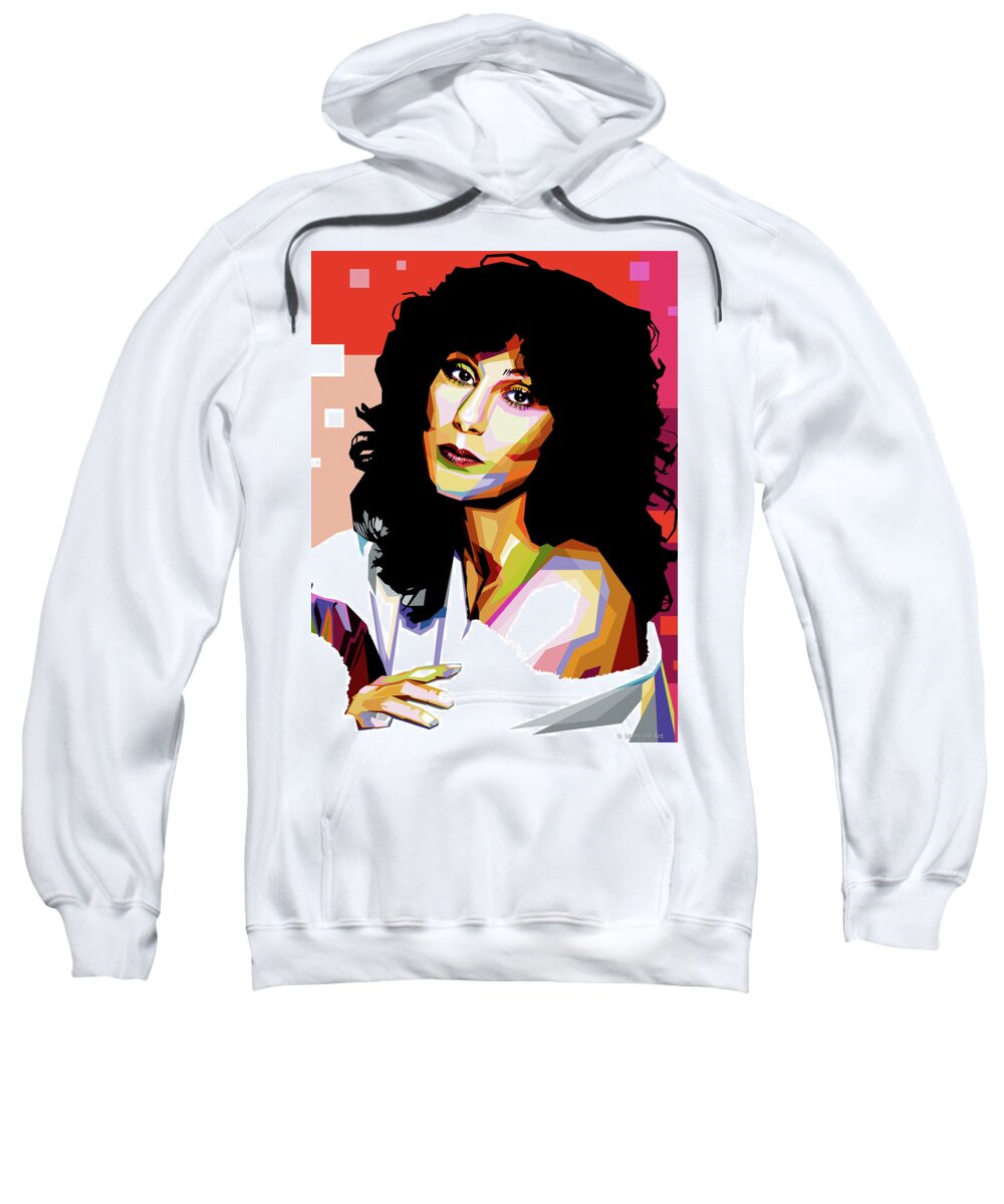 Cher Sweatshirt featuring the digital art Cher by Movie World Posters