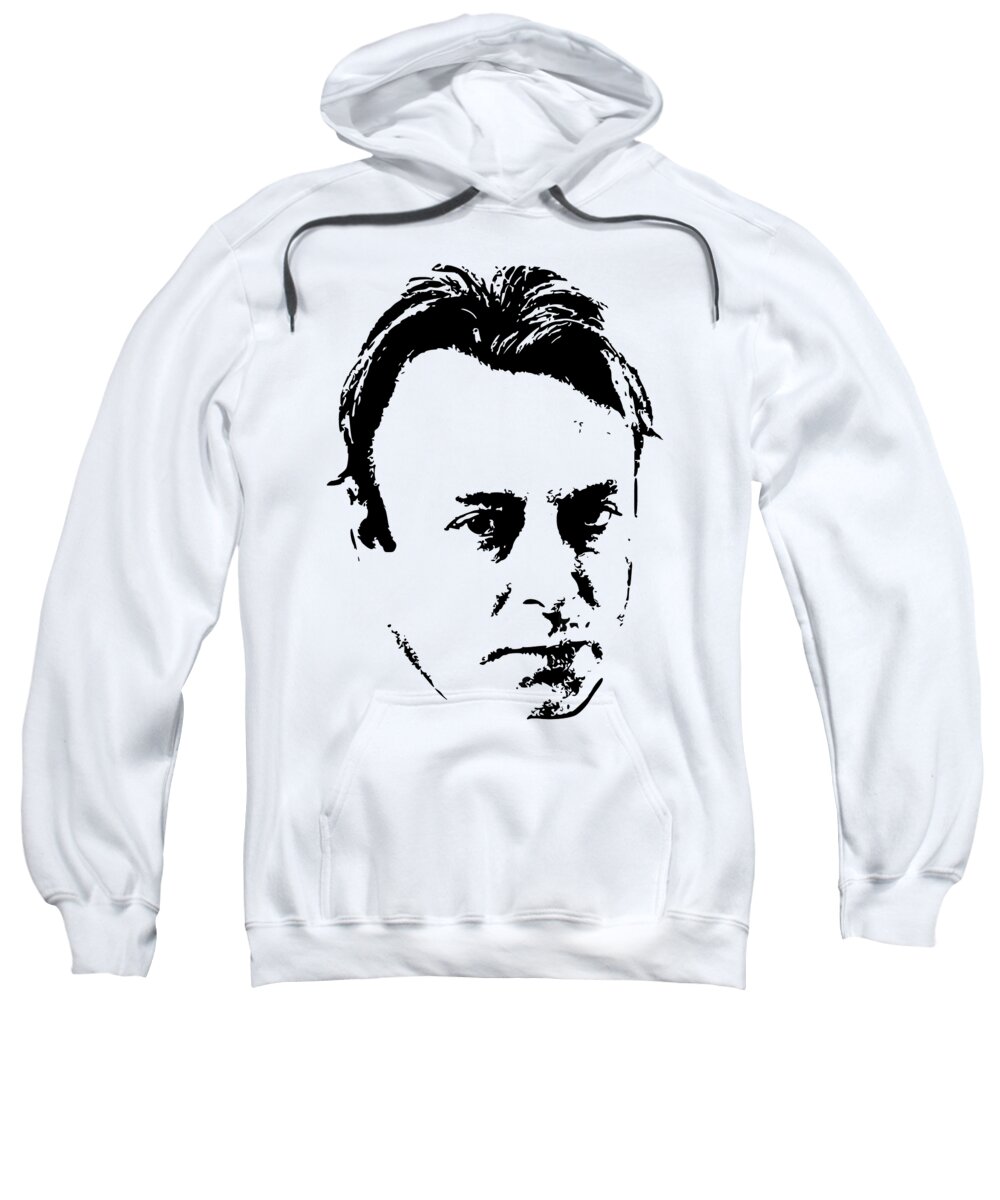Christopher Hitchens Sweatshirt featuring the digital art Christopher Hitchens Minimalistic Pop Art by Megan Miller