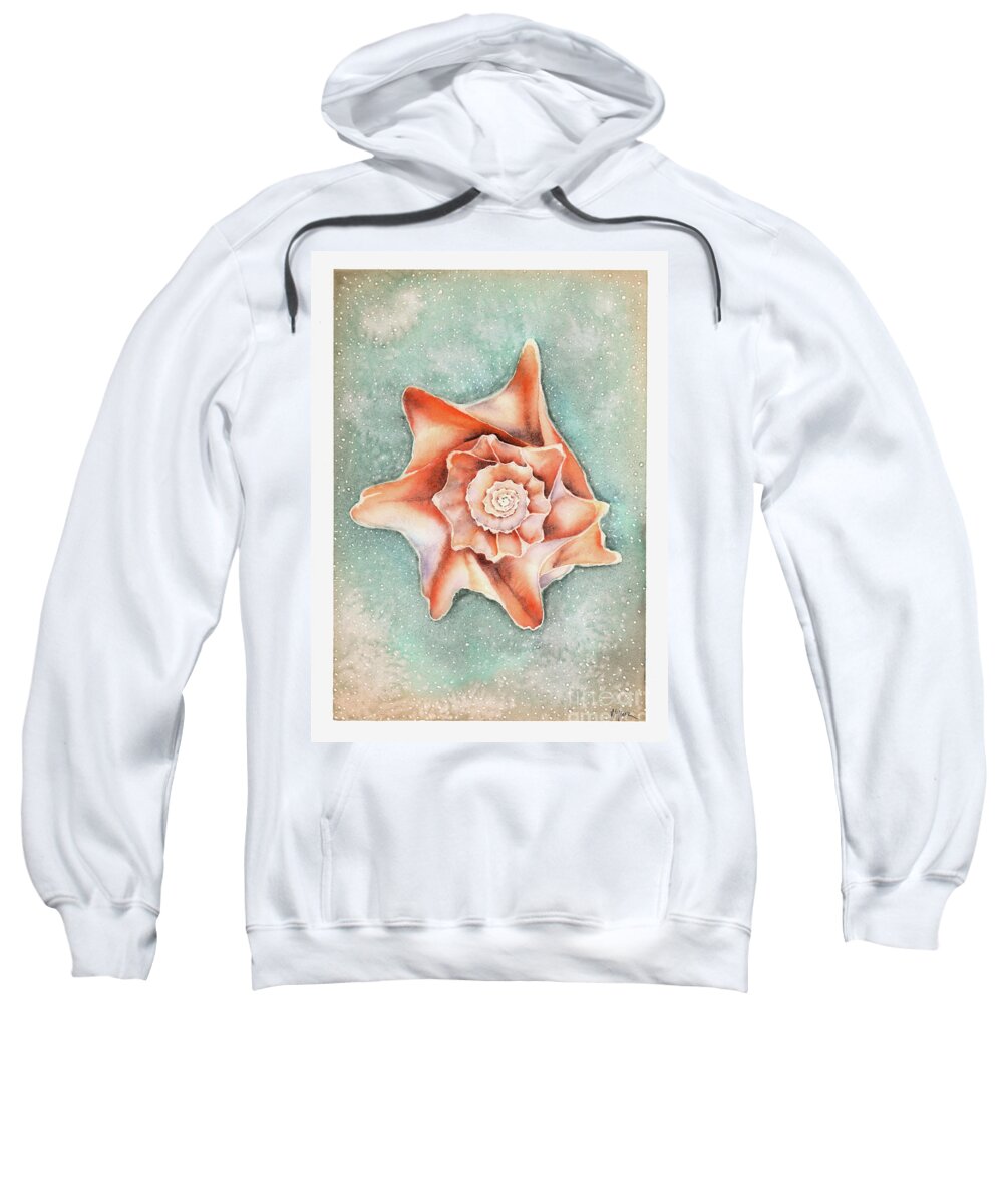Knobbed Whelk Sweatshirt featuring the painting Whelk on the Beach by Hilda Wagner