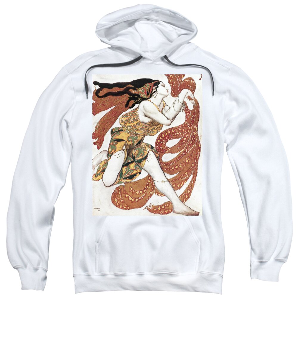 Composer Cherepnin Sweatshirt featuring the painting Costume sketch for a Bacchante, from the ballet andquot, Narcissusandquot. by Leon Bakst
