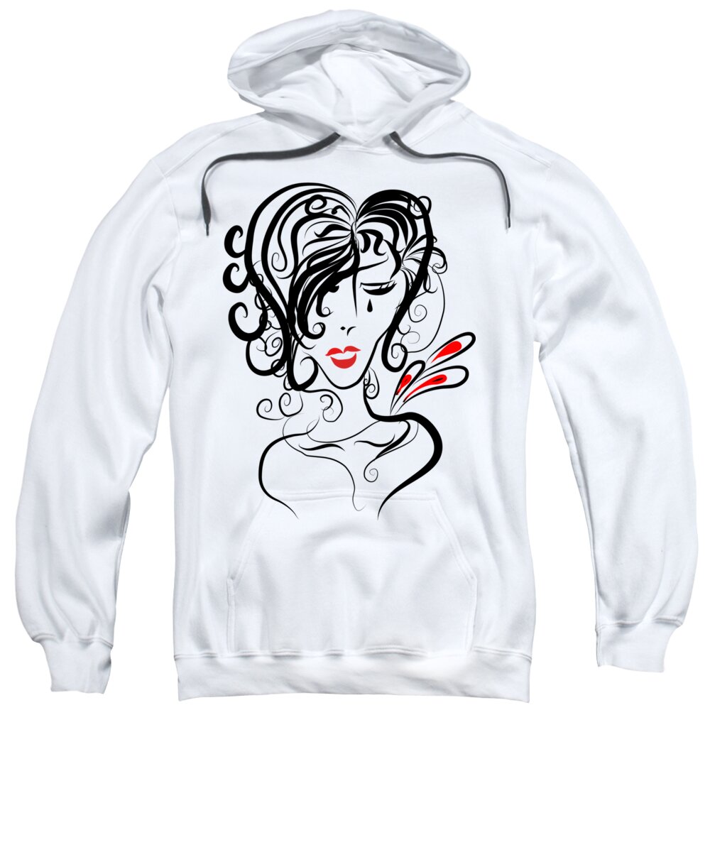 Cry Sweatshirt featuring the digital art Crying Lady by Patricia Piotrak