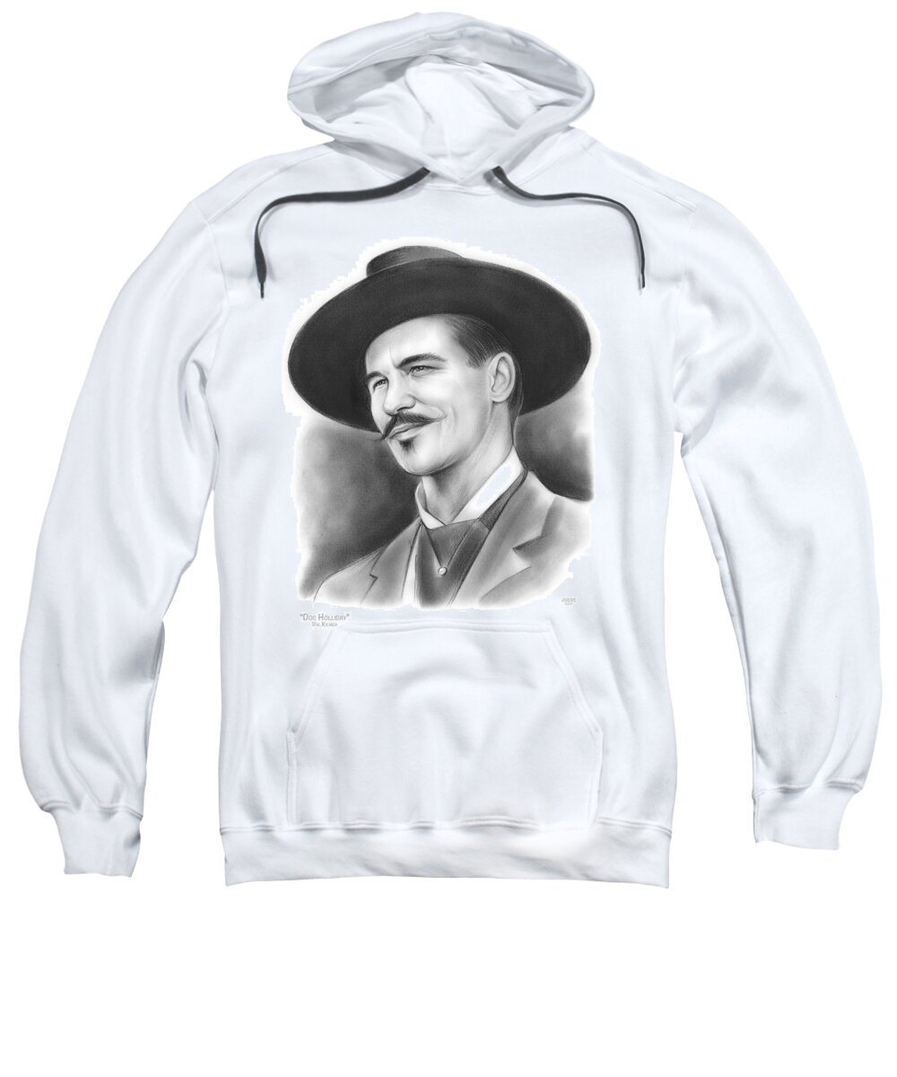 Doc Holliday Sweatshirt featuring the drawing Doc Holliday by Greg Joens