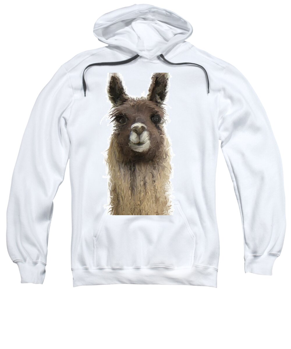 Llamas Sweatshirt featuring the mixed media Does this butt make my neck look long by Brenda Leedy