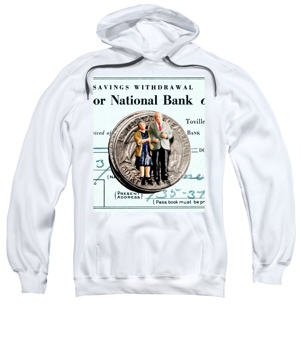 Adult Sweatshirt featuring the drawing Elderly Couple and Coin by CSA Images