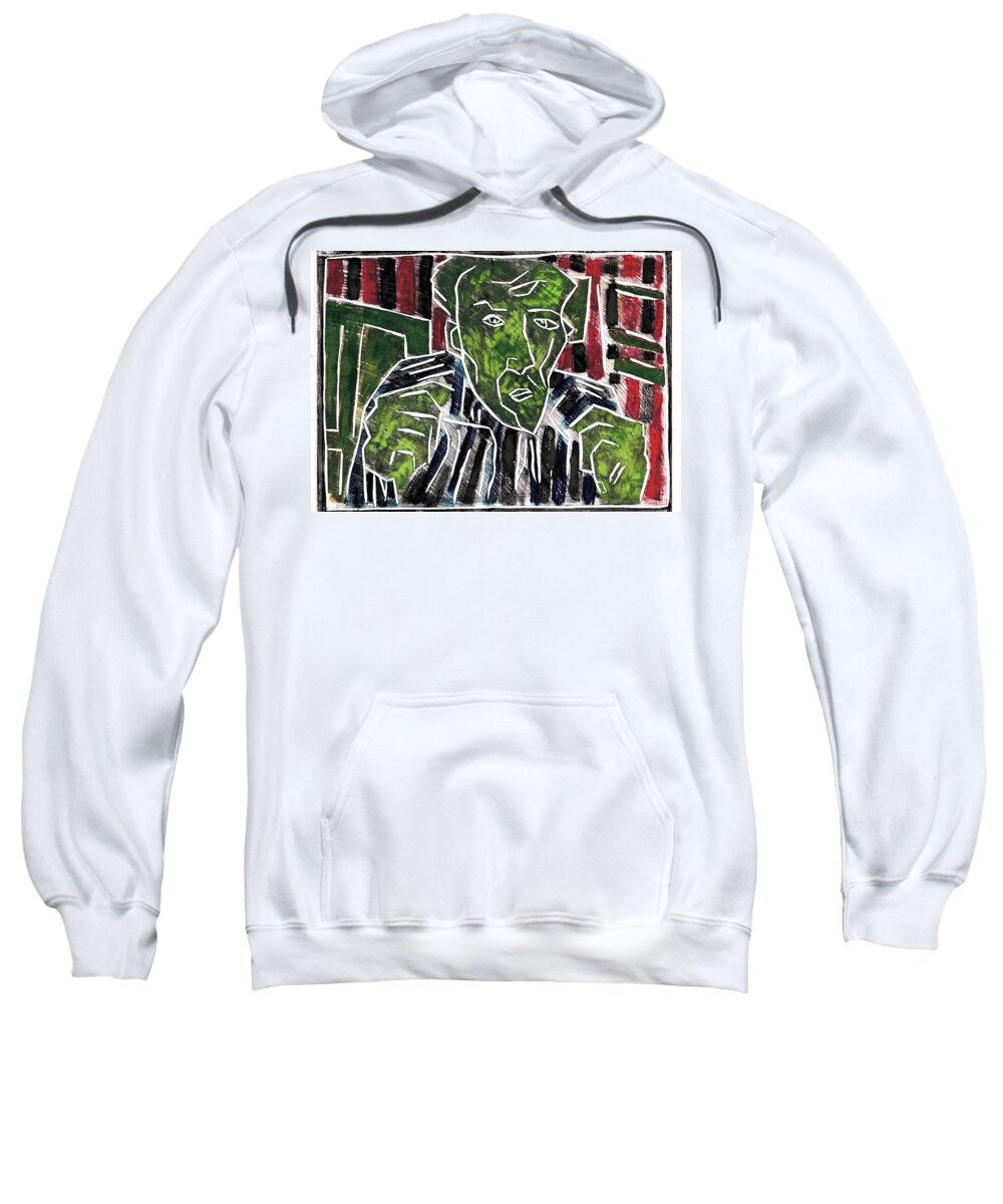 Face Sweatshirt featuring the relief Fists Portrait 5 by Edgeworth Johnstone