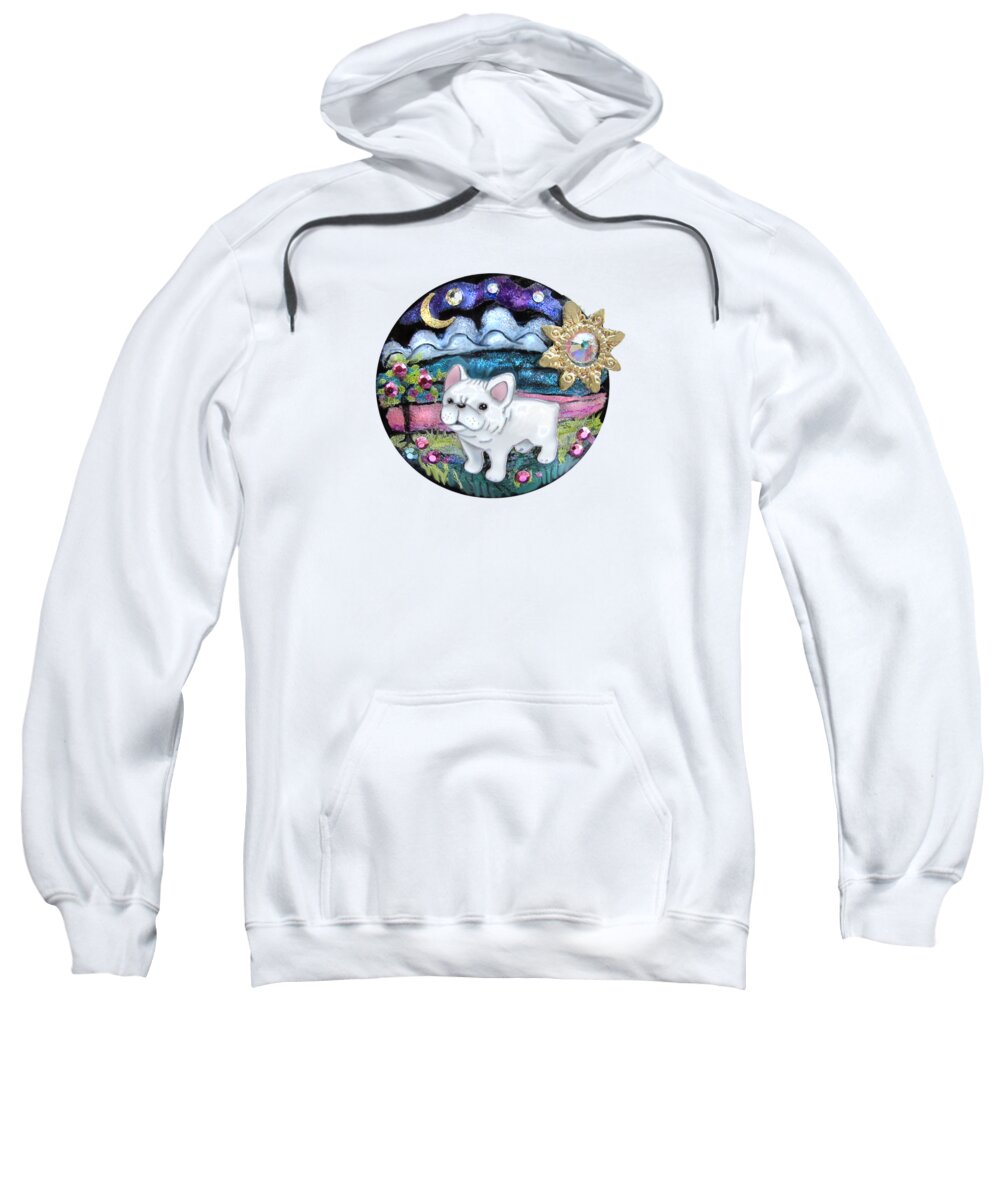 French Bull Dog Sweatshirt featuring the jewelry French Bull Dog Puppy Jewelry Art by Jean Batzell Fitzgerald