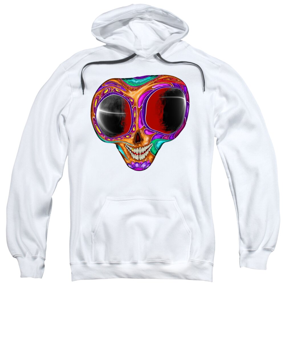 Alien Sweatshirt featuring the painting Funny Alien Scull by Patricia Piotrak