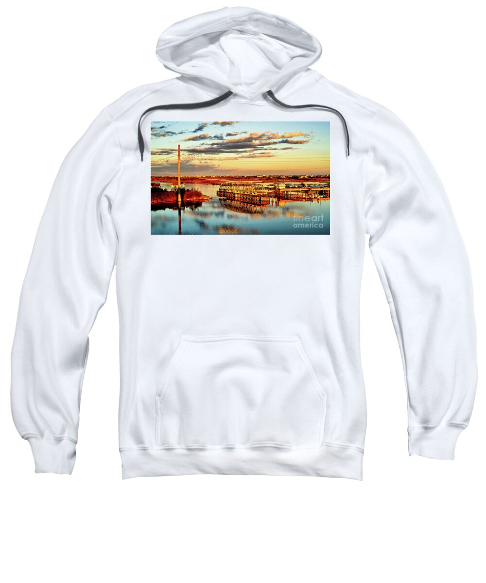 Sunset Sweatshirt featuring the photograph Golden hour bridge by DJA Images