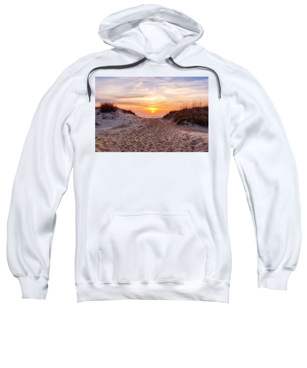 Sunrise Sweatshirt featuring the photograph Golden Path at Sandbridge by Donna Twiford