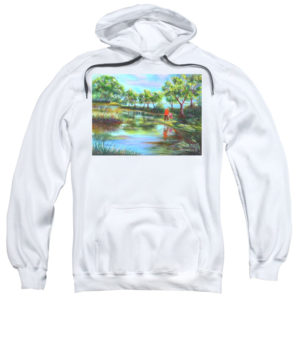 Fishing Sweatshirt featuring the painting Gone Fishing by Vanaja's Fine-Art