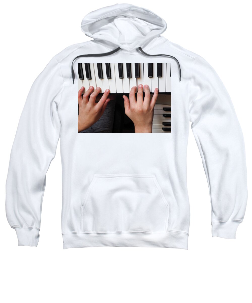 Hands Sweatshirt featuring the photograph Hands on Keyboard by C Winslow Shafer