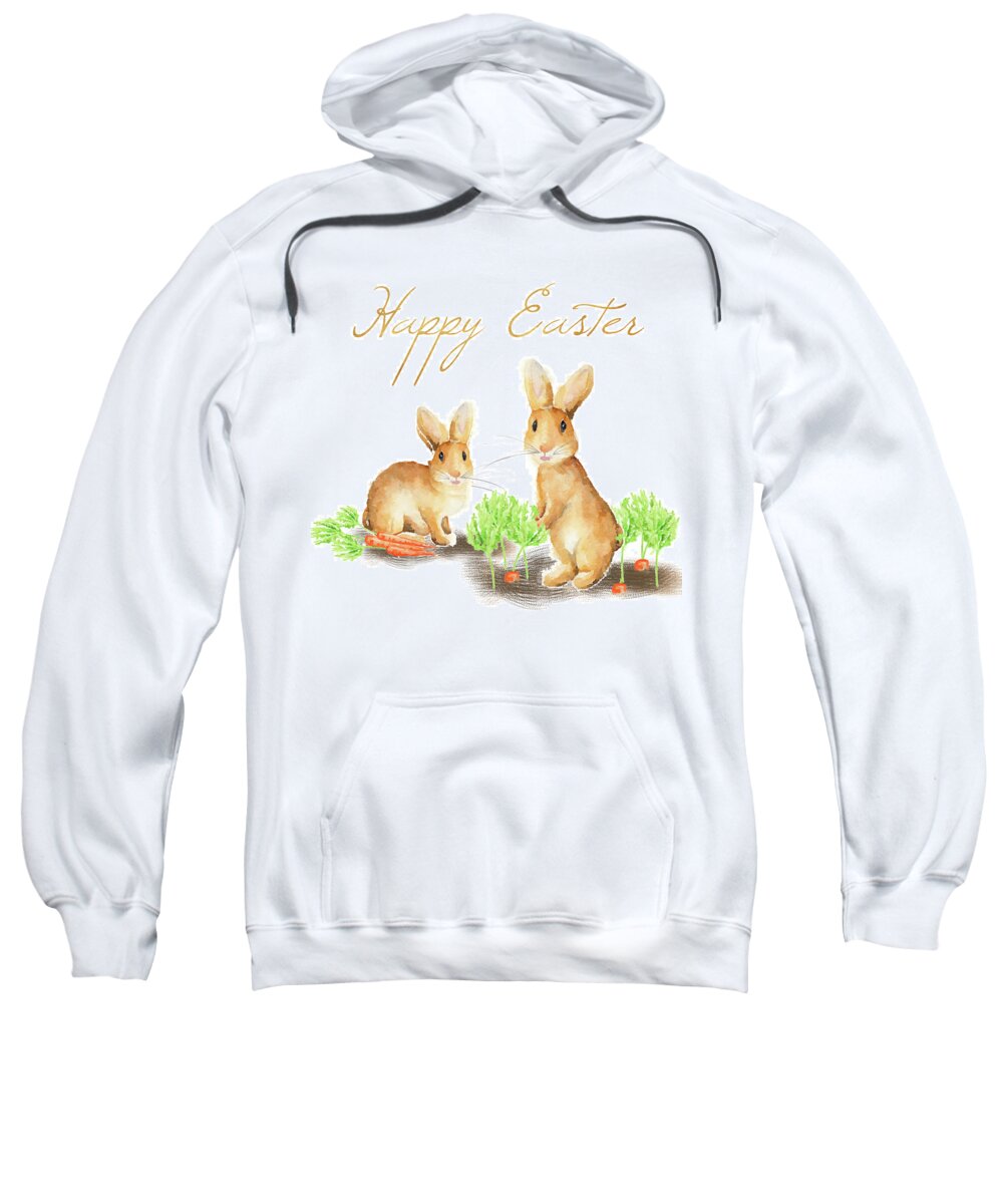 Happy Sweatshirt featuring the painting Happy Easter Spring Bunny I by Andi Metz