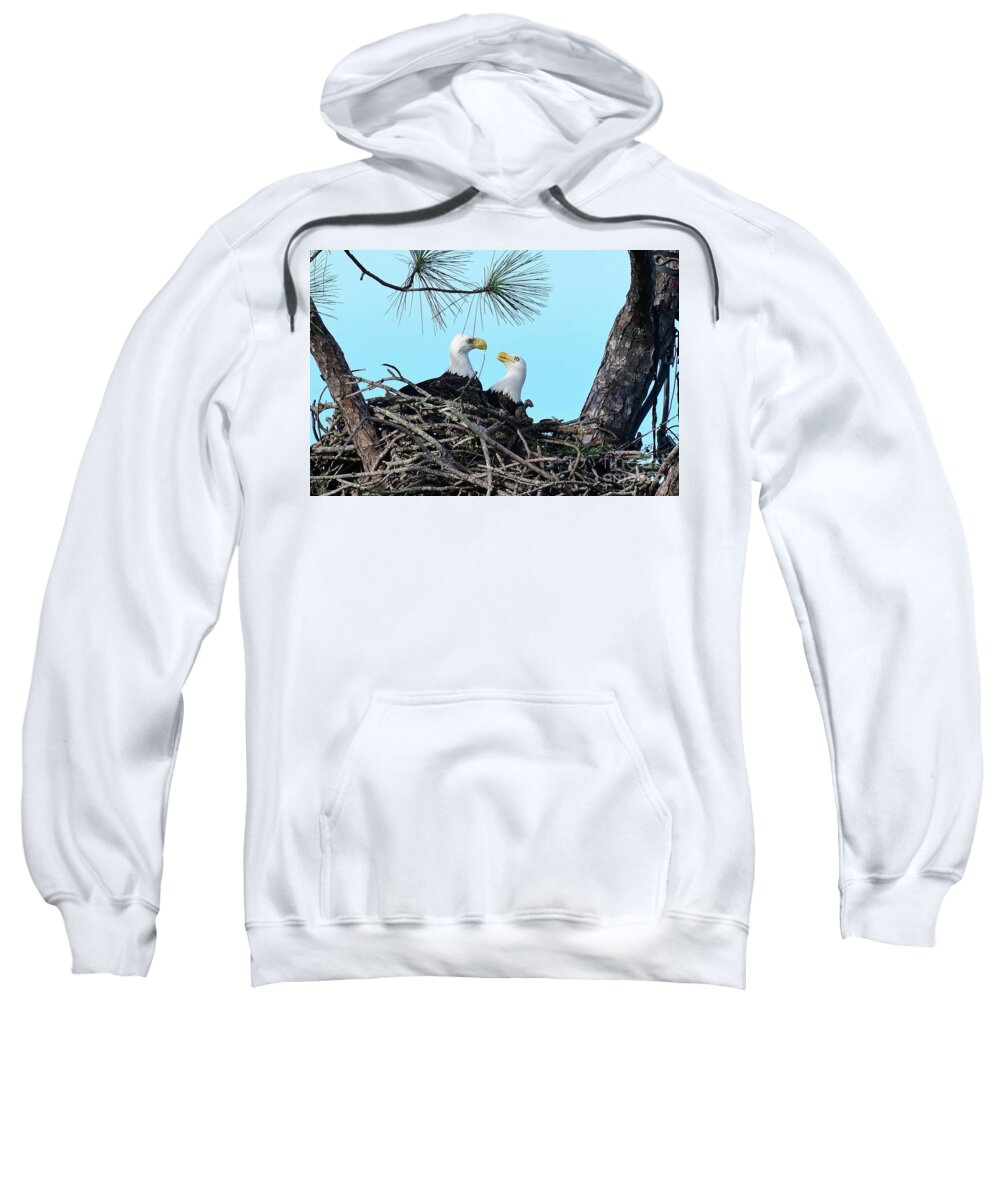 Eagles Sweatshirt featuring the photograph Harriet and M15 looking at each other by Liz Grindstaff